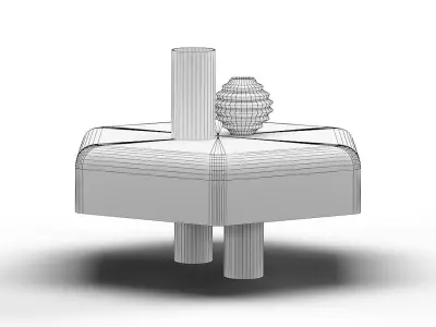 Modern Coffe Table With Props V1 3D model