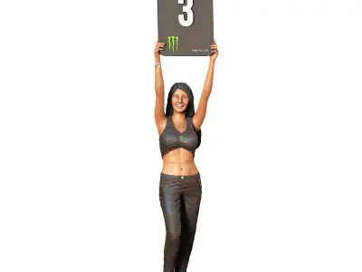 N2 Pit Girl with Placard 3D print model