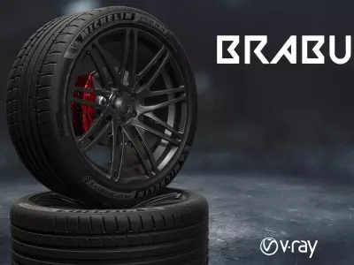 brabus car tyre 3D model