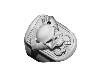 Fury Mad Skull Car Grille Piston Ring Jewellery Signet 3D print model