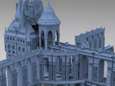 Steampunk  Medieval Tower Bridge 1 3D model