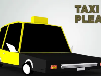 Toon car set Low-poly 3D model