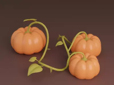 Cartoon pumpkin Low-poly 3D model