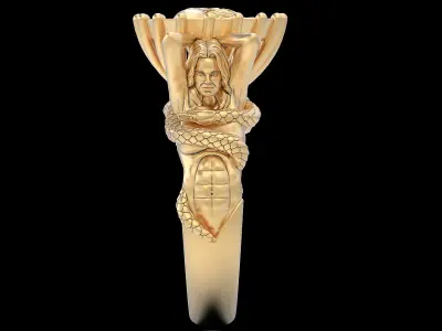 Girl snake horse ring silver gold printable jewelry 3D print model