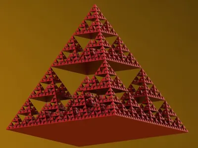 Sacred Geometry Fractal Pyramid Structure Low-poly 3D model