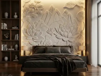 modern panel wall decor set wall relief mural CNC 150 3D model