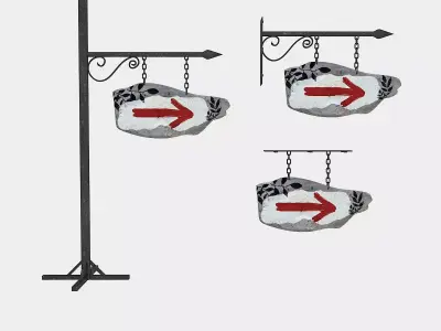 old wooden arrow sign 02 3D model Low-poly 3D model