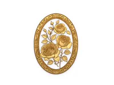 Classic oval carved decor ornament 05 3D model