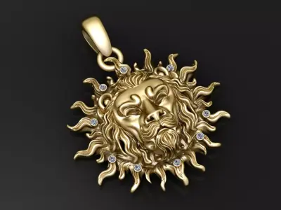 Golden Sun God Pendant 3D print model