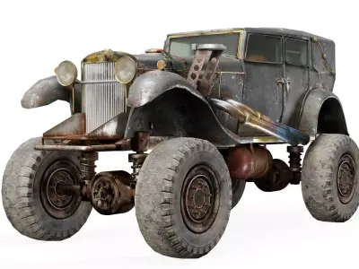 The BigBen huge post-apocalypse monster truck da1 Low-poly 3D model