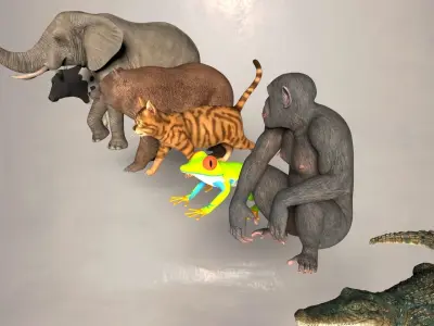 animal group forest 3D model
