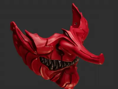 Tengu Half Face Oni Mask 16 Demon 3D print model