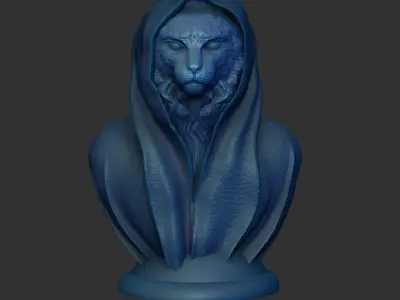 Cat - Maine Coon with Cape Bust Pedestal 3D print model