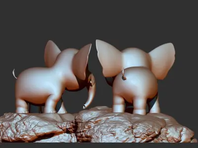 Baby elephants 3d print model  3D model