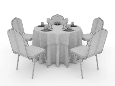 Banquet Table and Chair 01  3D model