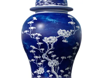 Chinese Style Porcelain Decorative Urn Vases bottle Sakura  3D model