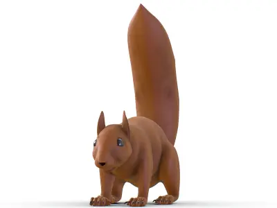 High Poly Forest Wild Red Squirrel Low-poly 3D model