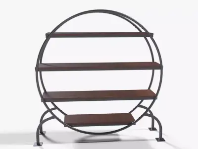 Round Books Shelve acacia veneer Low-poly 3D model