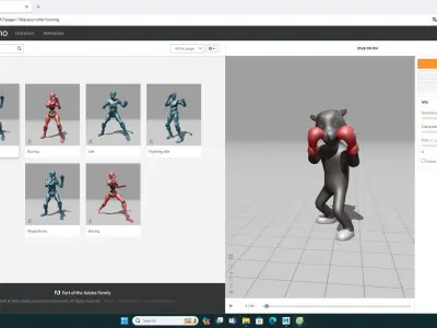 Boxing Rhino Animal Animated  Low-poly 3D model