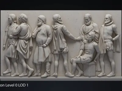 Bas Relief Male Figures Low-poly 3D model