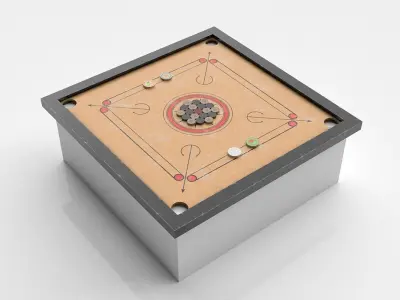 Carrom board in box Low-poly 3D model