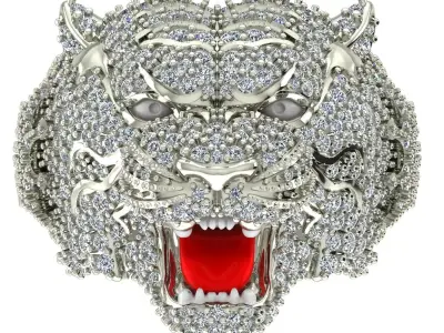 hip hop tiger ring 3D print model 3D print model