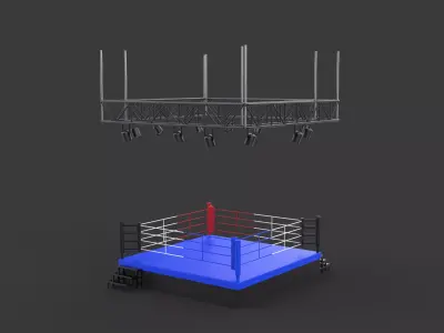 boxing ring with light 3D model