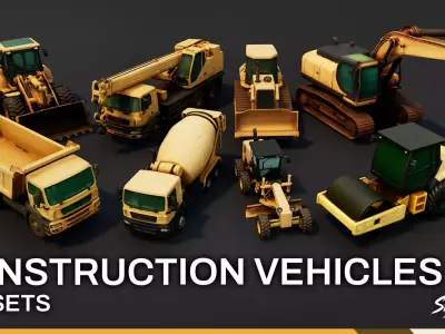 Construction Vehicles Pack Low-poly 3D model