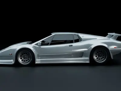 80s 90s generic facelifted supercar  Low-poly 3D model