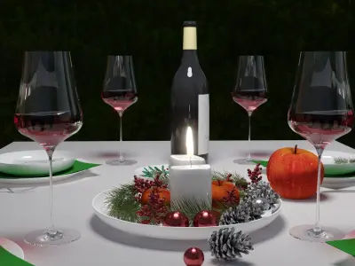 Christmas tableware set 3D model