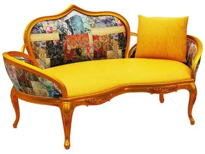 Classical sofa 2 seater Low-poly 3D model