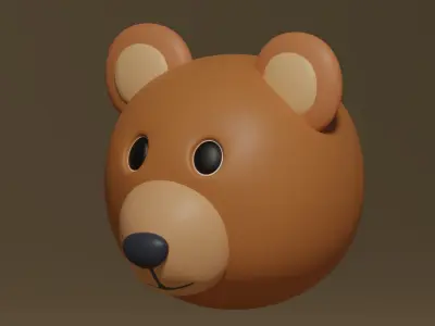 Cartoon Cute Bear Head 3D model purchase