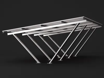 Wooden and metall carport 3D Model Pack