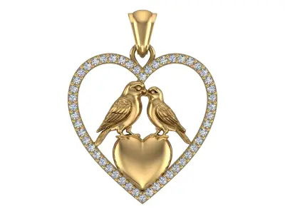 Love Birds Heart Pendant 3D print model