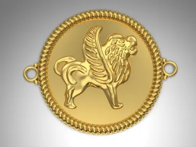 Ancient lion pendant 3D print model