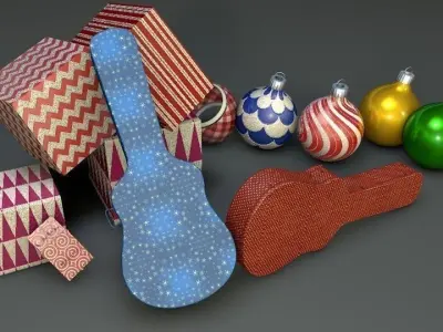 Gift boxes and Christmas balls Free 3D model