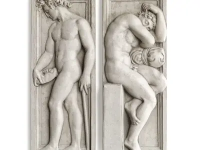 Athletes relief wall panel  3D model