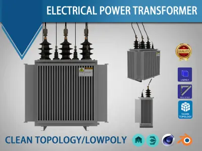 Electrical Power Transformer - Lowpoly  Low-poly 3D model