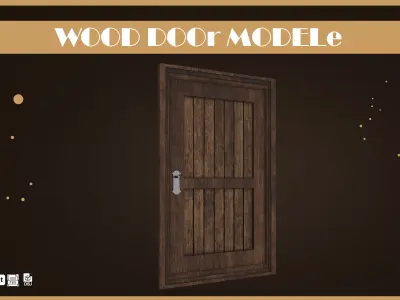 Wooden Door Pack  Low-poly 3D model