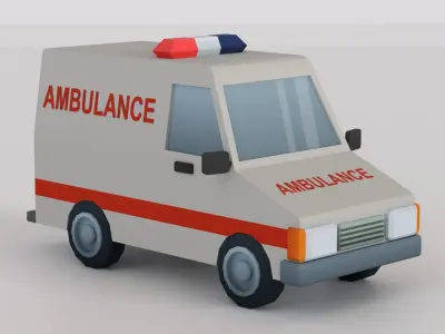 Cartoon Low Poly Car 06 - Ambulance Low-poly 3D model