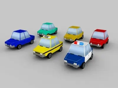 Cartoon vehicles Low-poly 3D model