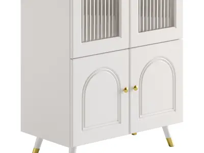 Cabinet Included White Closed Back Wooden Standard Bookcase 2 3D model