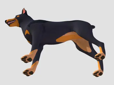 Cartoon Dog  - Doberman Low-poly 3D model