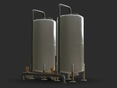 Industrial Absorbent Tank Low-poly 3D model