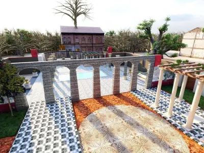 Roman villa well crafted 3D Model with details and textures   Low-poly 3D model