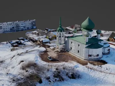 Church and Village Photoscan 3D model