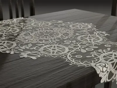 Lace Tablecloth Low-poly 3D model