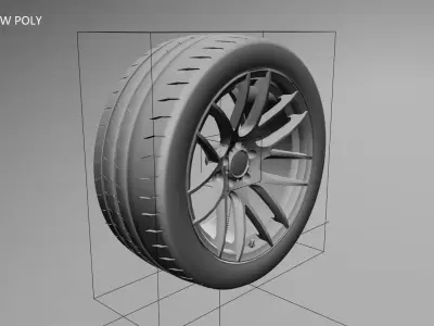 XIX XF-43 car wheel tyre and rim Low-poly 3D model