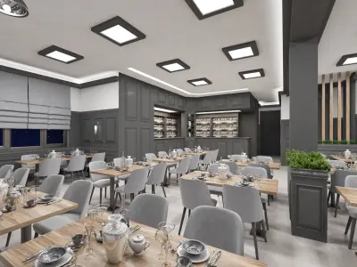 Luxury Restaurant and Bar Scene - Ready to Render 3D model