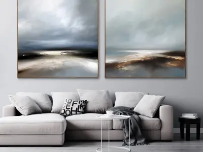 Plaster two square photo frames 20 Low-poly 3D model